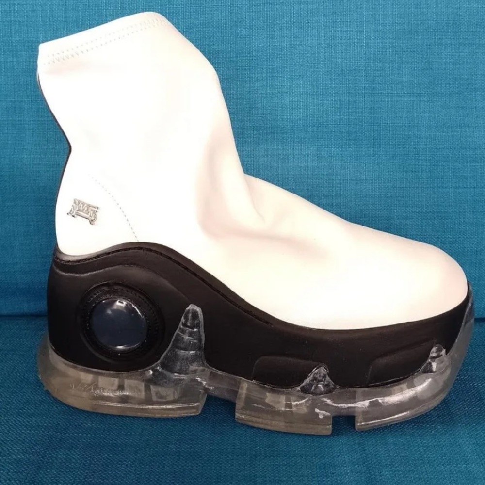 SWEAR platform ankle boots shoe black white clear vegan slip on festival club 39